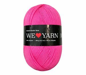 NEW Hobbii We Love Yarn, MegaBall Aran, 100% Acrylic, Bright Pink, 765 yds